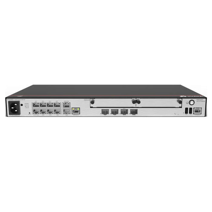2*GE combo WAN, 1*10GE(SFP+) WAN, 8*GE LAN, 1*GE combo LAN, 2*USB, 2*SIC, up to 700 users, forwarding performance 4Gbps - AR730 (Access Router)