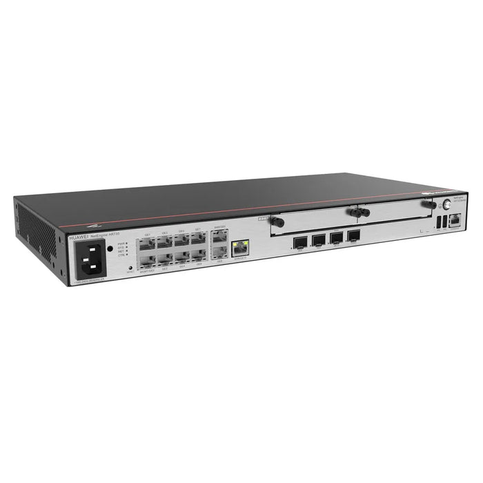 2*GE combo WAN, 1*10GE(SFP+) WAN, 8*GE LAN, 1*GE combo LAN, 2*USB, 2*SIC, up to 700 users, forwarding performance 4Gbps - AR730 (Access Router)