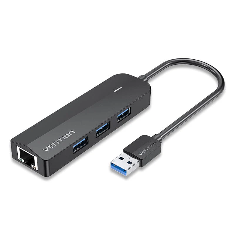 3-Port USB 3.0 Hub with Gigabit Ethernet Adapter 0.15M Black