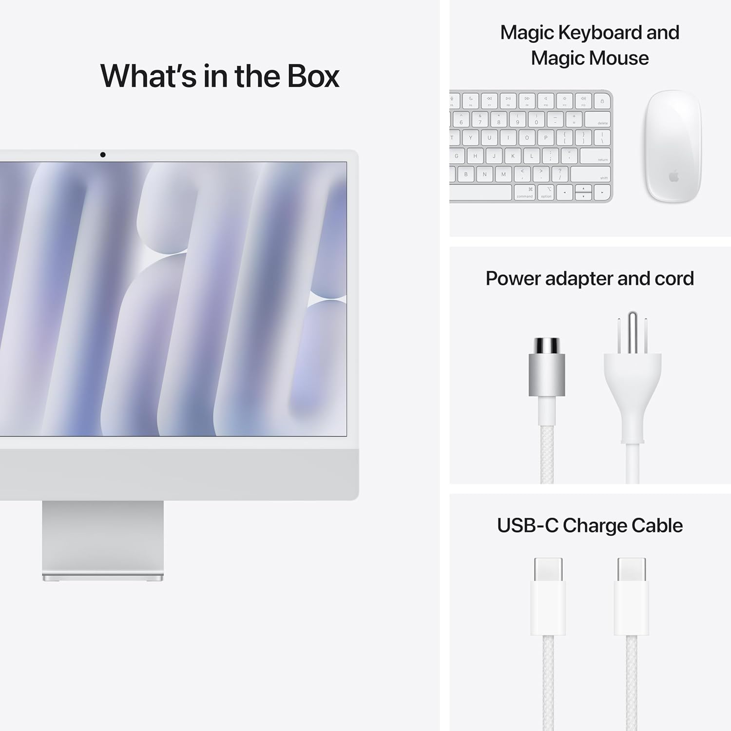 Apple 2024 iMac All-in-One  Desktop Computer with M4 chip with 8-core CPU and 8-core GPU: Built for Apple Intelligence, 24-inch Retina Display, 16GB Unified Memory, 256GB SSD Storage; Silver