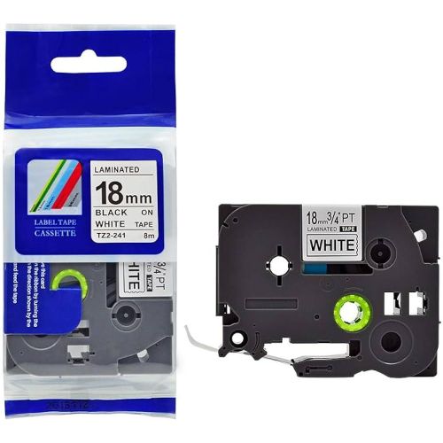 Brother 18mm x 8m Black on White Label Tape - TZ2-241