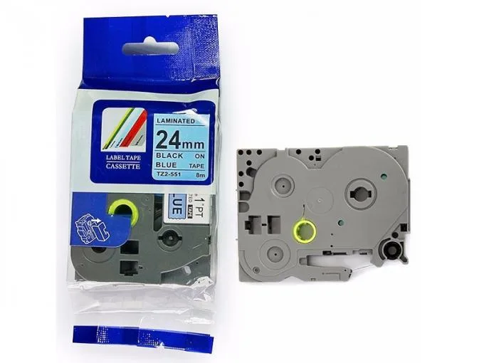 Brother 24mm x 8m Black on Blue Label Tape - TZ2-551