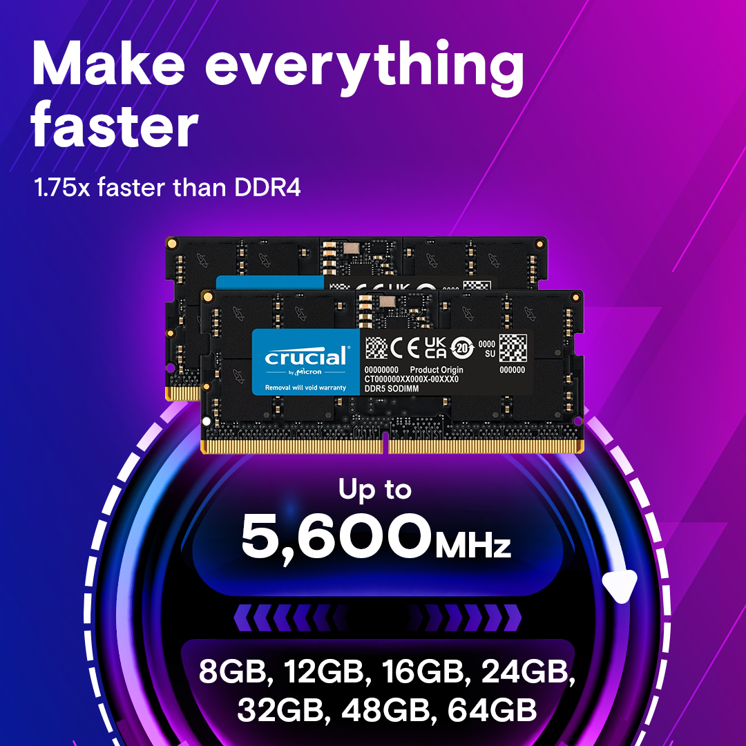 Crucial Laptop RAM DDR5 32GB 5600 - CT32G56C46S5