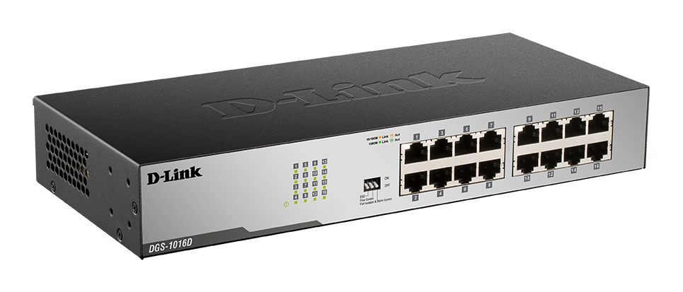 D-Link DGS-1016D/B 16-port 10/100/1000Base-T Unmanaged Switch