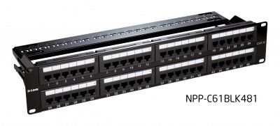 D-Link NPP-C61BLK481 48 Port Cat6 Unshielded Fully Loaded Punch Down Patch Panel