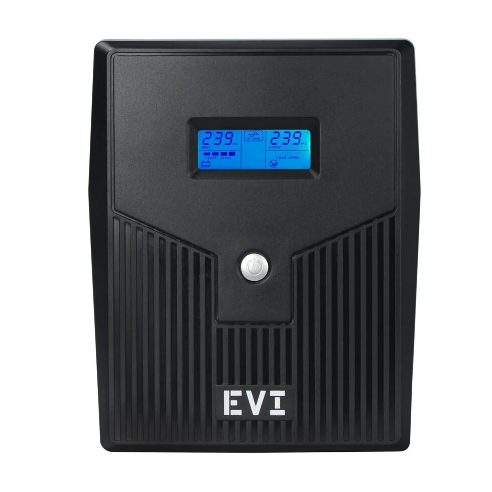 EVI 2000VA / 1200W Line Interactive UPS - LCD Display, Monitering & Control Software included, Cold Start Function, Intelligent Battery Management, Built in Boost and Buck AVR, 4 Universal Outlets, 2 Year Warranty (1 Year on battery) - EP-UPS2000UU2IE2-UK