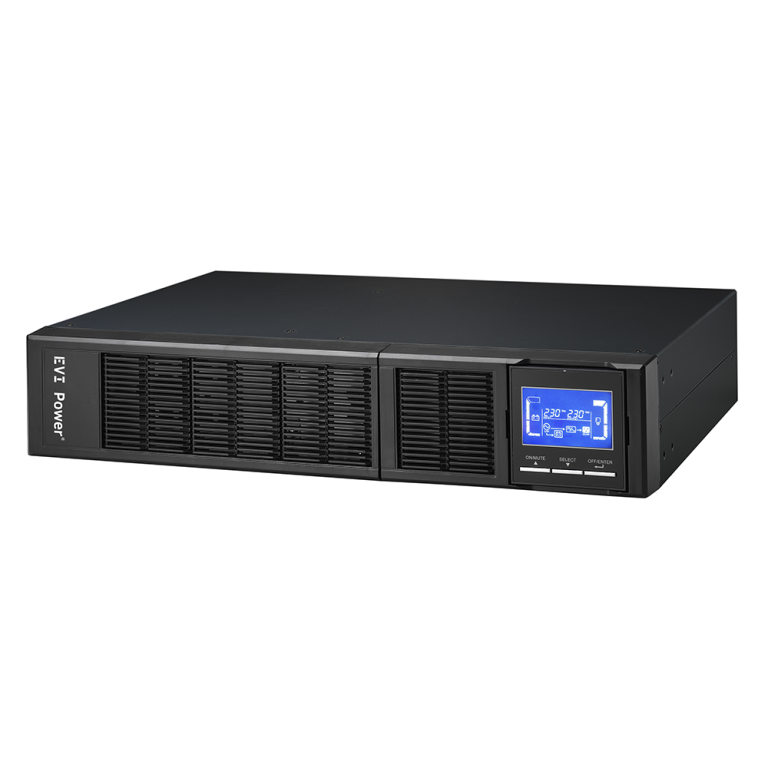 EVI 3000VA / 2700W Rack Mount Online Single Phase UPS - Online double conversion, Wide input voltage range (110 - 300 Vac), Input power factor: 0.99 (With PFC), Output power factor: 1.0 - EP-UPS3000UC13OR
