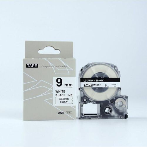 Epson 9mm x 8m Black on White Tape - SS9KW