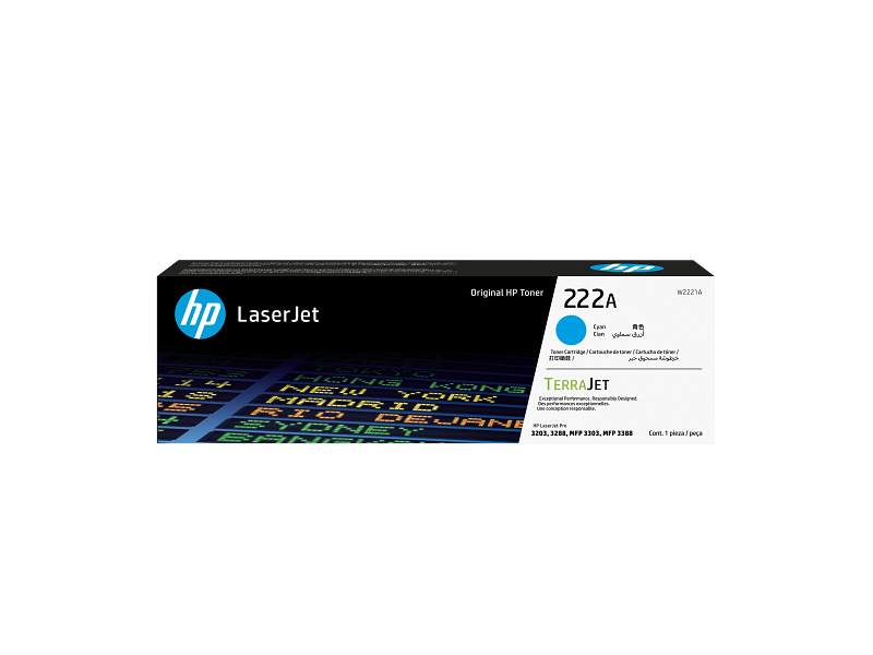 HP 222A Cyan Original LaserJet Toner Cartridge - W2221A