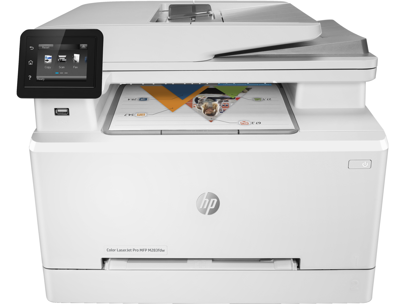 HP Color LaserJet Pro MFP M283fdw Printer, Print, Copy, Scan and Fax - Duplex Printing, ADF, Wireless, Ethernet, USB Interface with LCD Touchscreen - 7KW75A