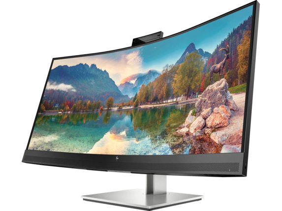 HP E34m G4 34 inches WQHD Curved USB-C Conferencing Monitor, Integrated Webcam, Integrated Speakers, Black Color, Connectivity:  1 HDMI 2.0, 1 DisplayPort 1.2, 1 Type-C,  4 Type-A, 1 RJ-45 - 40Z26AS