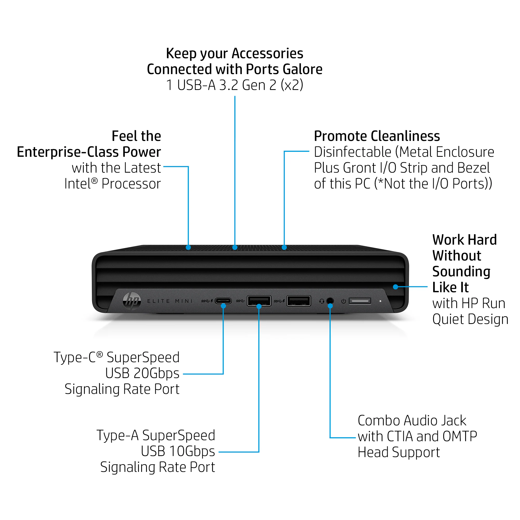 HP Elite Mini 800 G9 Desktop PC, Intel Core i7 13700, 16GB DDR5 5600, 512GB PCIe NVMe M.2 SSD, Windows 11 Pro - 5M9K3EA