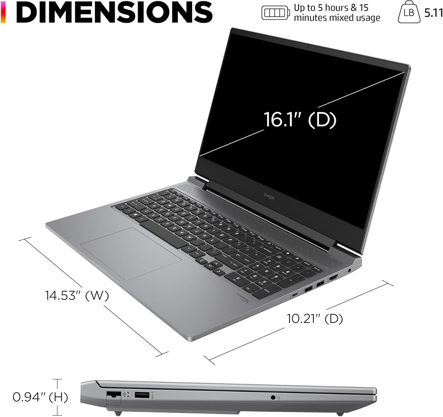 HP OMEN 16-AE0073 GAMING Core™ i7-14650HX 1TB SSD 32GB 16.1 WIN11 NVIDIA® RTX 4060 8192MB METEOR SILVER-9R8T5UA#ABA