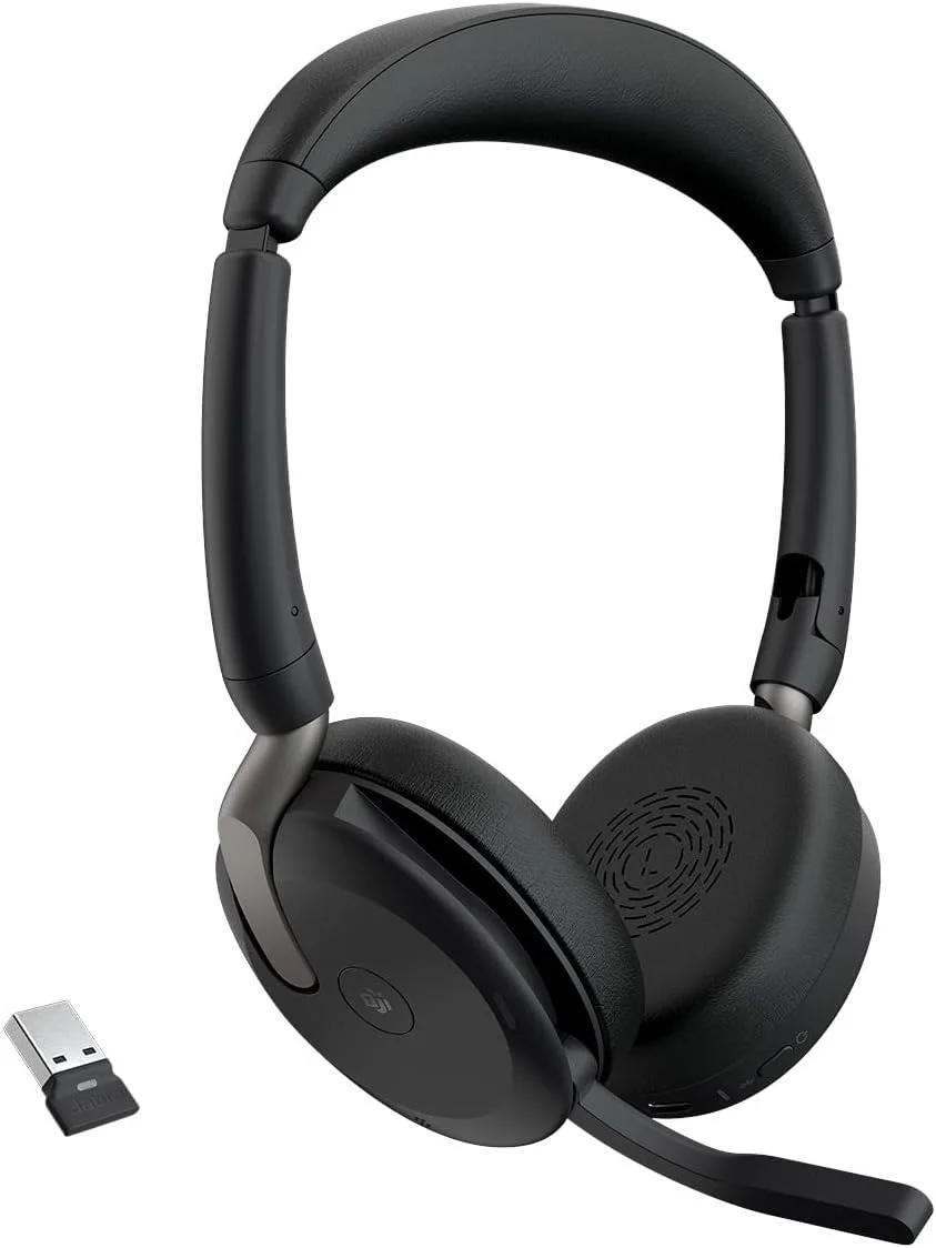 Jabra Evolve2 65 Flex Wired Wireless Bluetooth Stereo Headset with Active Noise-Cancelling mics Microsoft Teams Certified USB-ALink380a Adapter- 26699-999-999