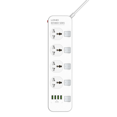 LDNIO 2500W 4 Sockets with Independent Switch 3.4A 4 USB Port Multifunction Power Surge Protector Extension Cable(SC4408)