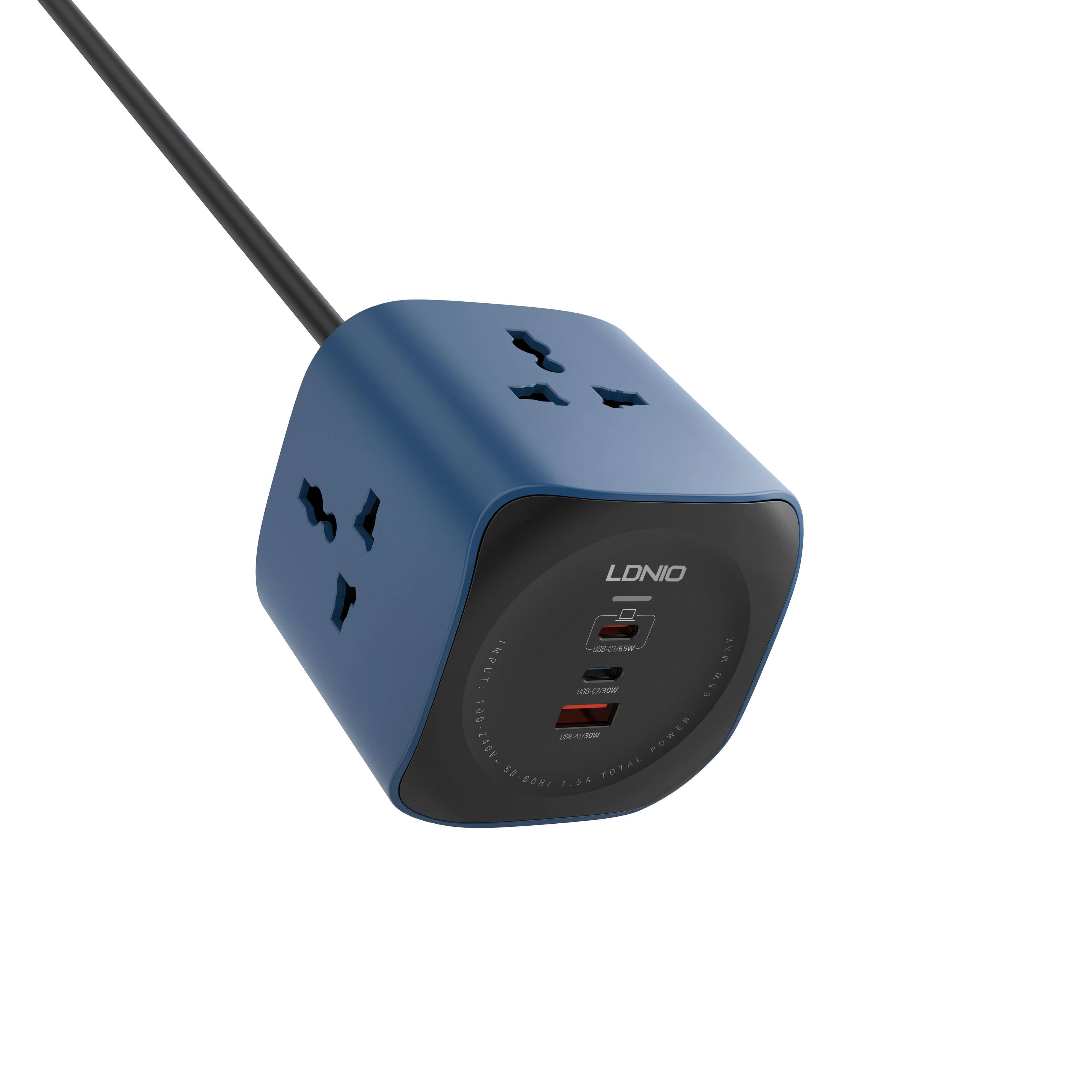 LDNIO Universal 2500W Outlet 6 In1 Power Socket Cube - 3 Outlet + 65W - 2USB-C + 1 USBA (SC3319)