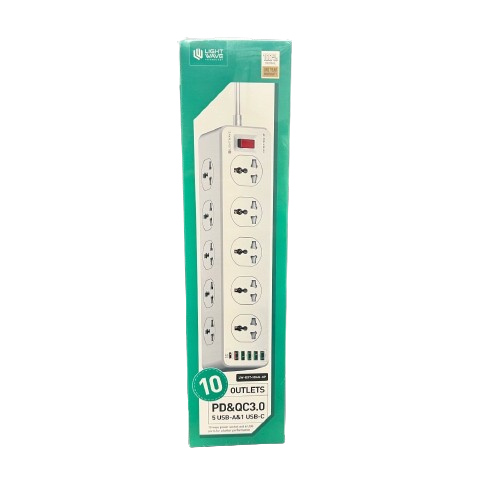 LW-EXT-106U -EXTENSION SOCKET - 3P 10 WAY 6 USB FAST CHARGING2MTR - LW-EXT-106U-3P