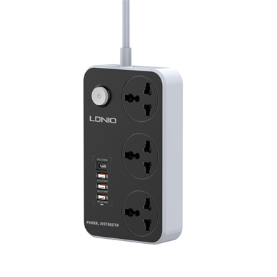 Ldnio SC3412 Power Strip With 3 Ways Power Socket, 4 USB Port 38W, Fast Charging USB-C, 2500 Watt Extension Socket (SC3412)
