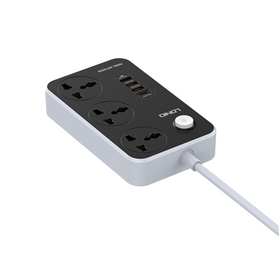 Ldnio SC3412 Power Strip With 3 Ways Power Socket, 4 USB Port 38W, Fast Charging USB-C, 2500 Watt Extension Socket (SC3412)