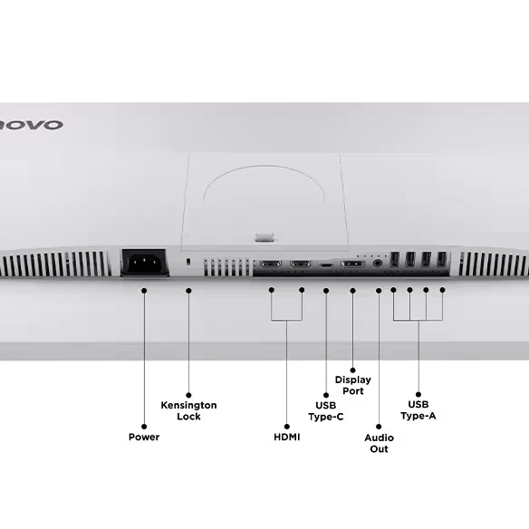Lenovo L27h-4A 27 inches QHD Monitor, Integrated Speakers, Tilt/Swivel/Pivot/Height Adjustable Stand, Cloud Grey Color, 2 HDMI, 1 DisplayPort, 1 USB Type-C, 4 USB Type-A - 67C0UAC6AE