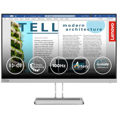 Lenovo L27i-40 27 inches FHD Monitor, Cloud Grey Color,  Connectivity : 1 VGA, 2 HDMI 1.4 -  67ABKAC4AE