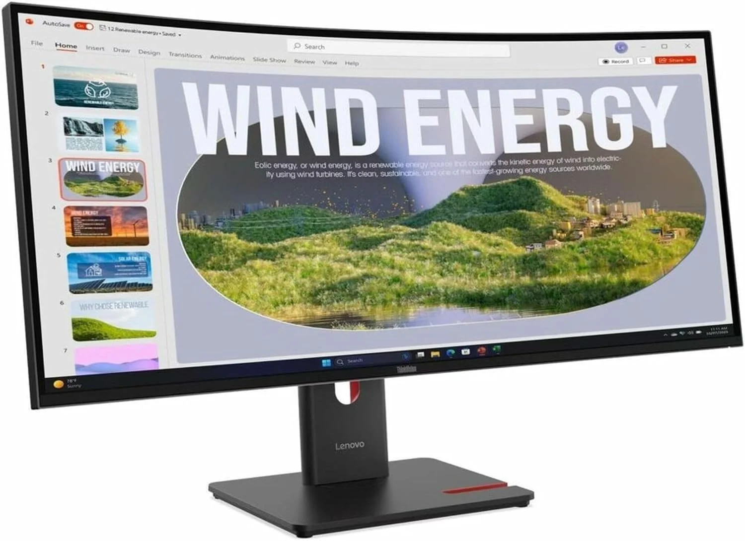 Lenovo ThinkVision T34WD-40 34"Ultrawide QHD Curved Monitor, Eclipse Black Color, Connectivity: 1x USB-C® (USB 5Gbps... - 64AEGAT1UK