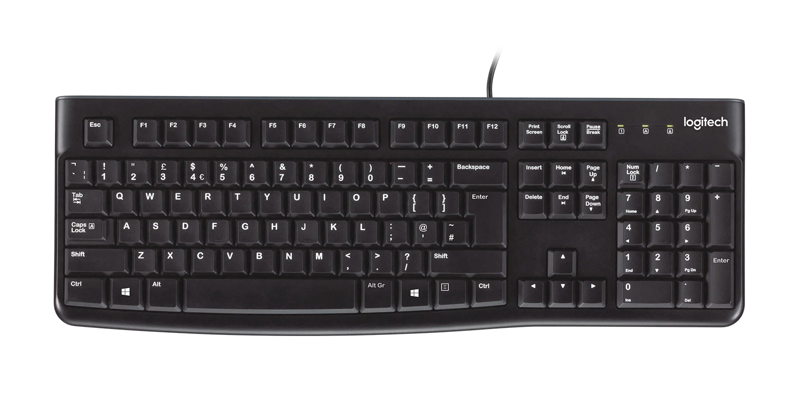 Logitech K120 USB Wired Keyboard - Black - 920-002508