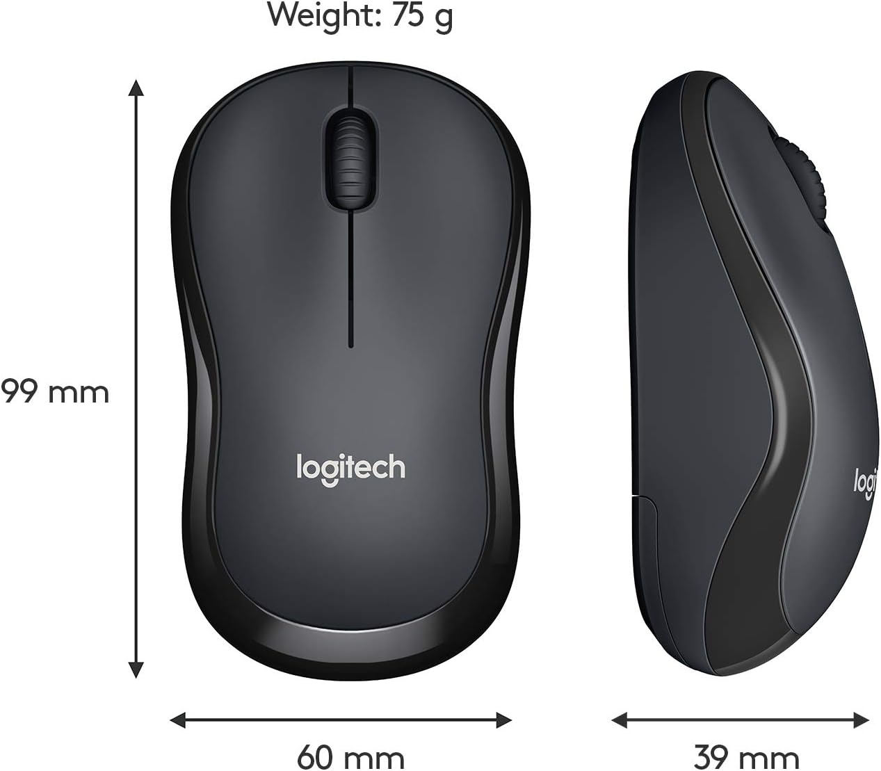 Logitech M221 Silent Wireless Mouse - Charcoal - 910-006510