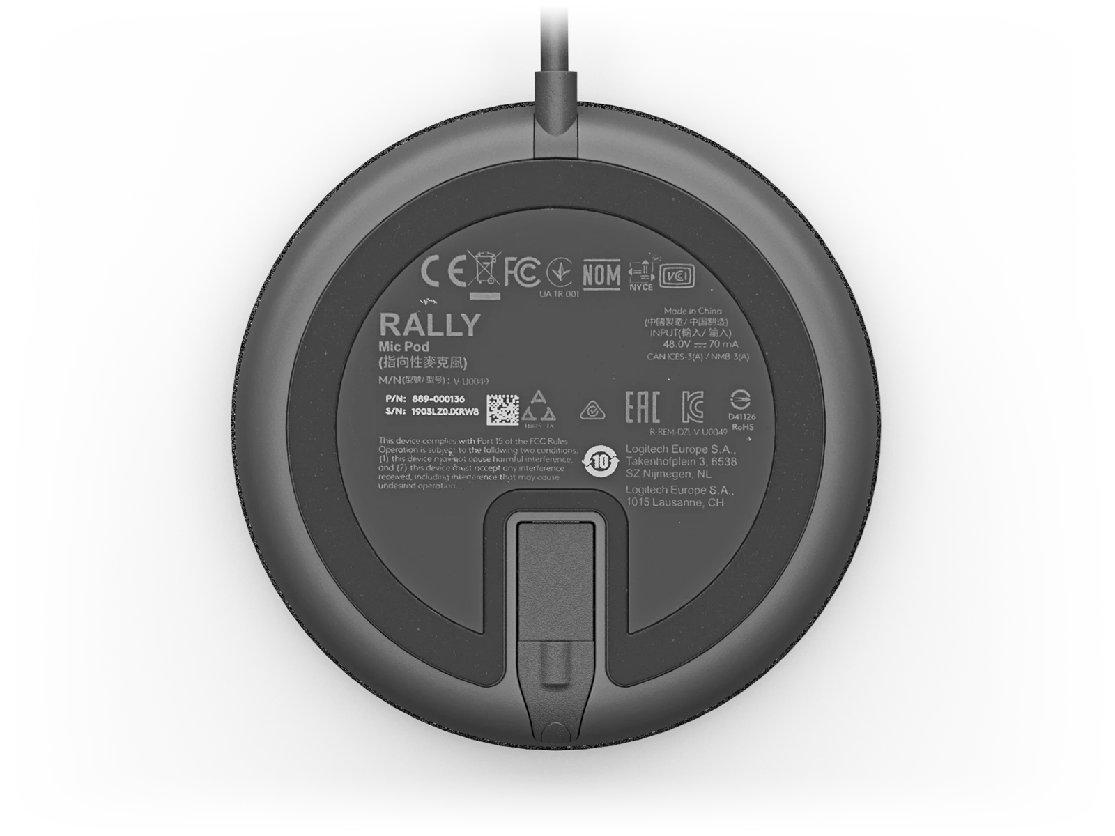 Logitech Rally Mic Pod - Graphite - 989-000430