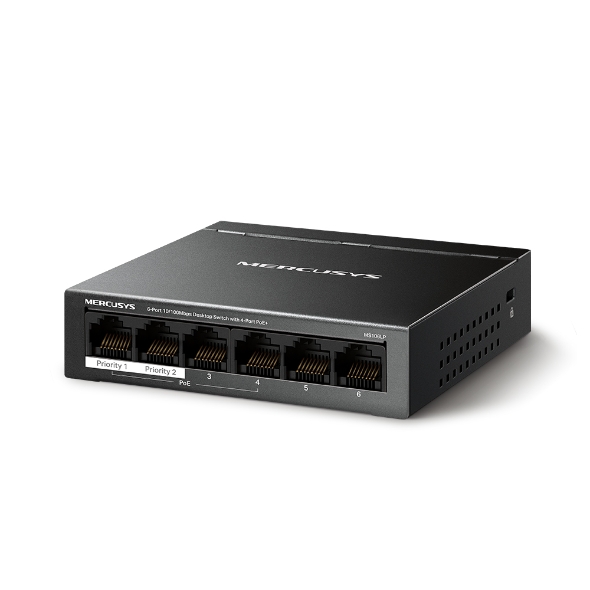 MERCUSYS 6-Port 10/100Mbps Desktop Switch with 4-Port PoE+ -TL-MS106LP