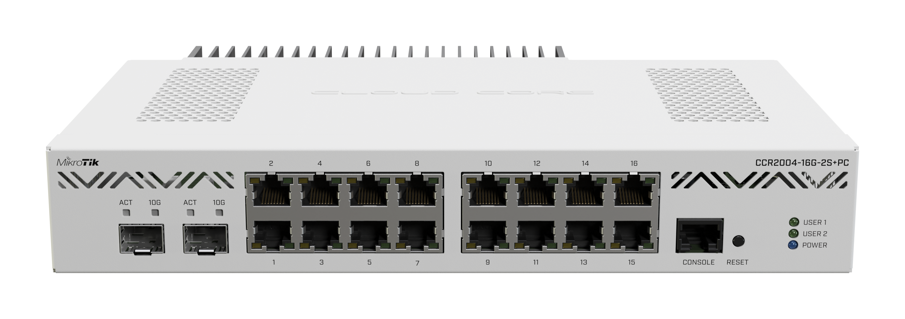 MikroTik CCR2004-16G-2S+PC Ethernet Router 16×Gigabit Ethernet Ports 2×10G SFP+