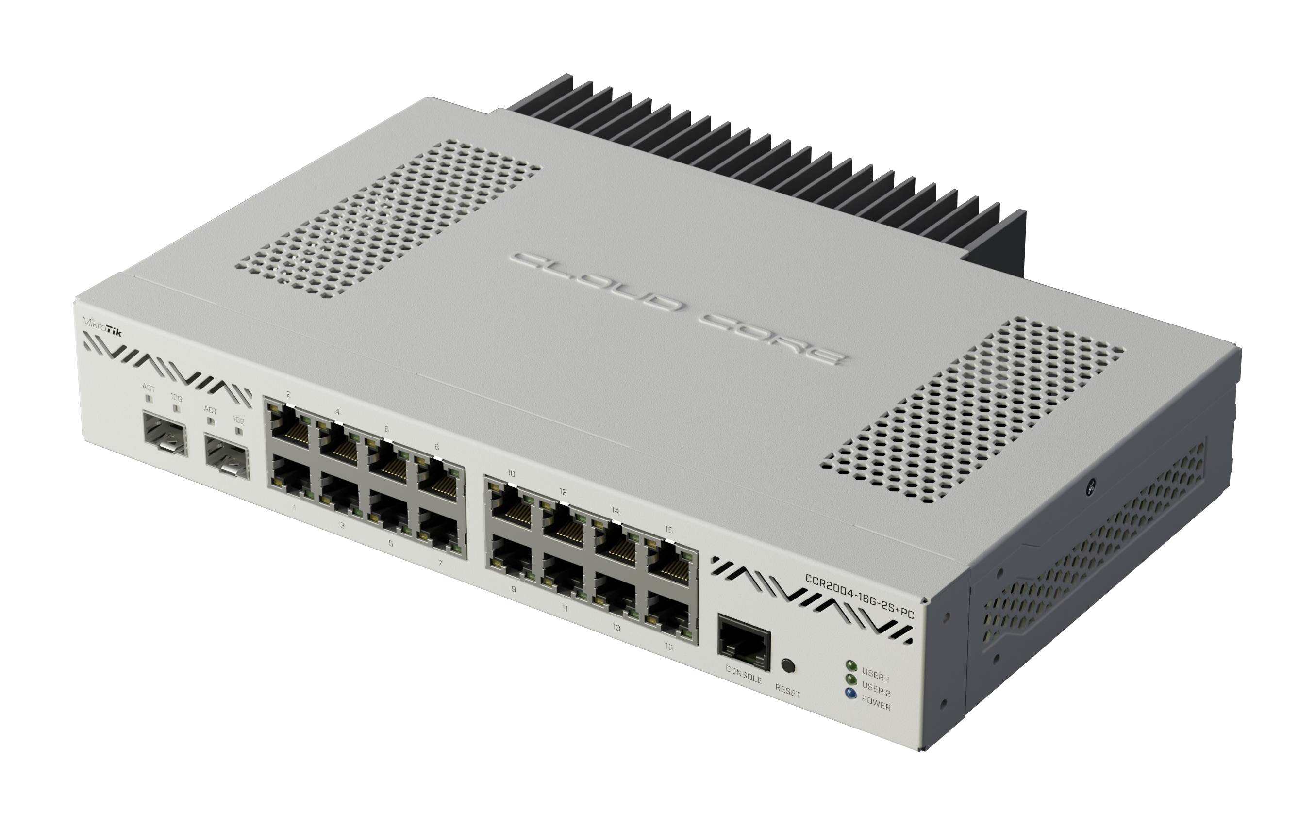 MikroTik CCR2004-16G-2S+PC Ethernet Router 16×Gigabit Ethernet Ports 2×10G SFP+