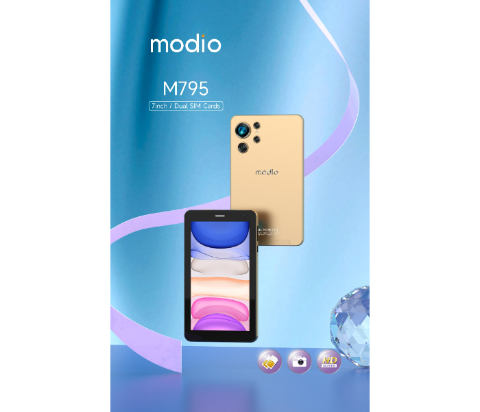 Modio M795 Android Tablet PC 7 Inch HD Display With Dual Sim Support 6GB RAM and 256GB Storage 3000mAh Battery