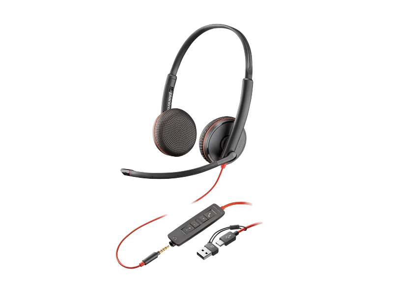 Poly Blackwire 3325 Wired Stereo Microsoft Teams Certified USB-C Headset with Noise cancelling Mics +3.5mm Plug +USB-... - 8X222AA