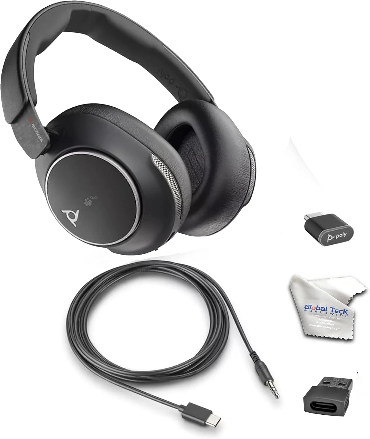 Poly Voyager Surround 80 Bluetooth Wired Stereo UC Microsoft Teams Certified USB-C Headset with Active Noise Cancelling Mics USB-CA Adapter - 8G7U0AA
