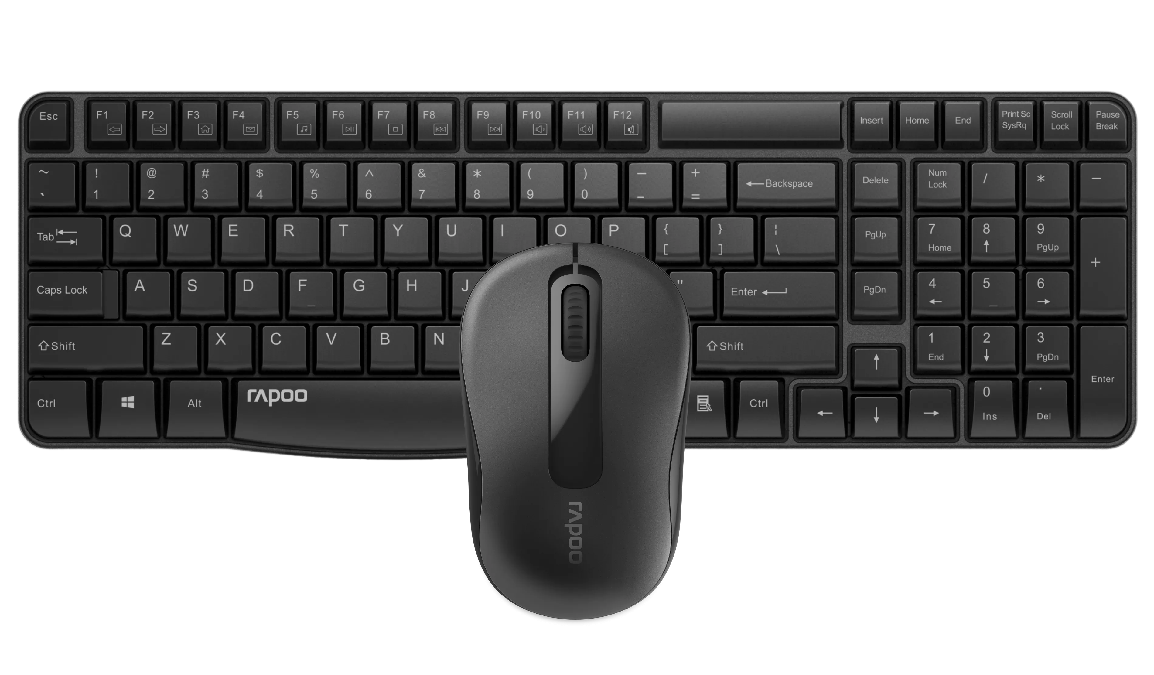 Rapoo Wireless Keyboard Mouse X1800s - Black - X1800S