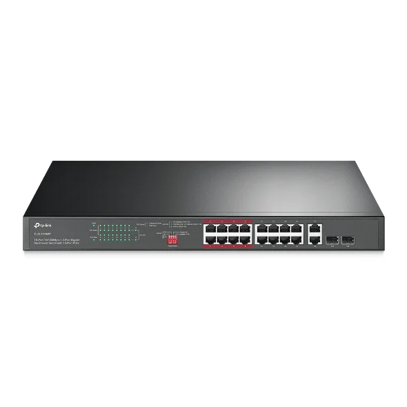 TP-Link 16-Port 10100 Mbps 2-Port Gigabit Rackmount Switch with 16-Port PoE - TL-SL1218MP