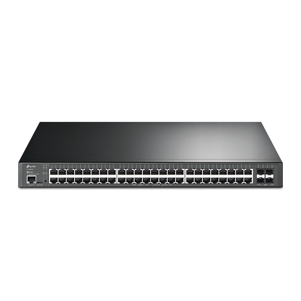 TP-Link 48-Port 10/100/1000Mbps JetStream Gigabit L2+ Managed Switch with 48-Port PoE+ and 4-Port 10GE SFP+ Slots - TL-SG3452XP