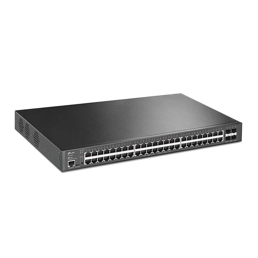 TP-Link 48-Port 10/100/1000Mbps JetStream Gigabit L2+ Managed Switch with 48-Port PoE+ and 4-Port 10GE SFP+ Slots - TL-SG3452XP