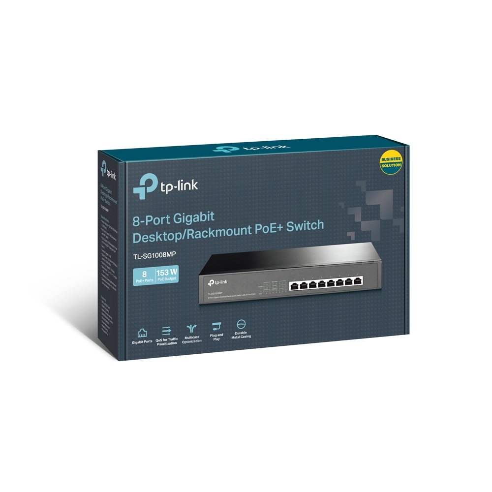 TP-Link 8-Port 101001000Mbps Gigabit DesktopRackmount Switch with 8-Port PoE+ - TL-SG1008MP