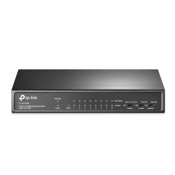 TP-Link 9-Port 10/100Mbps Desktop Switch with 8-Port PoE+ - TL-SF1009P