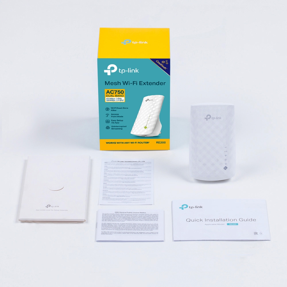 TP-Link AC750 Mesh Wireless N Wall Plugged Range Extender - TL-RE200
