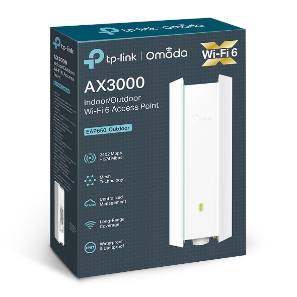TP-Link AX3000 Indoor/Outdoor WiFi 6 Access Point - TL-EAP650-OUTDOOR