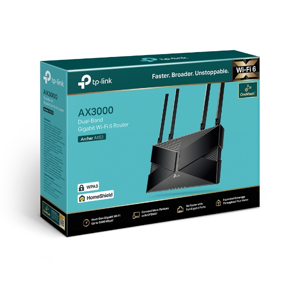 TP-Link AX3000 Wireless Dual Band Gigabit Wi-Fi 6 Router - TL-ARCHER AX53