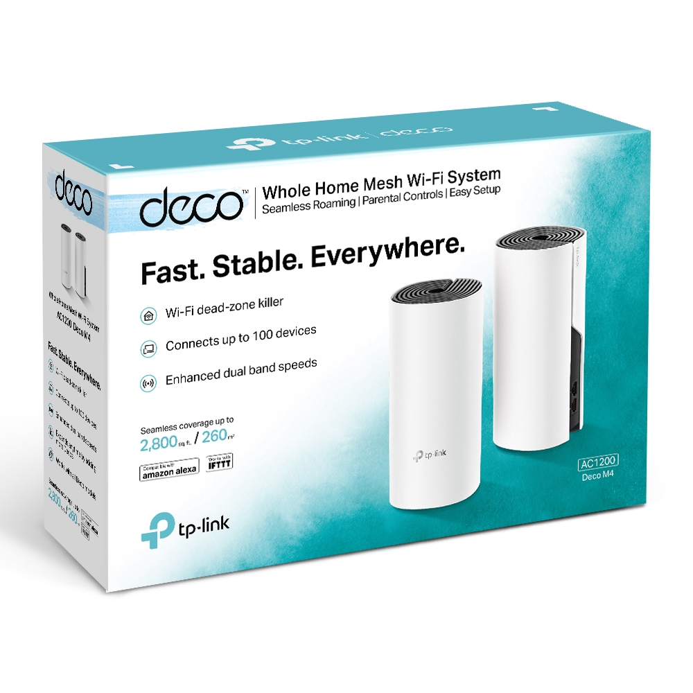 TP-Link Deco M4 AC1200 Whole Home Mesh Wi-Fi System (2 Pack) - TL-DECO M4 (2-PACK)