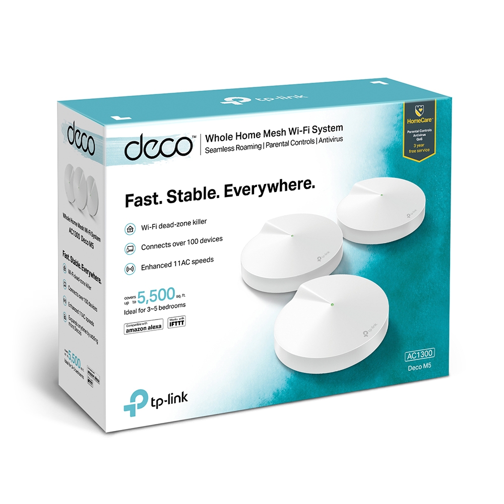 TP-Link Deco M5 AC1300 Whole Home Mesh Wi-Fi System (3 Pack) - TL-DECO M5-3