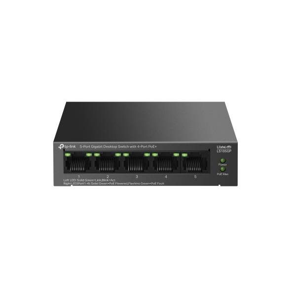 TP-Link LS105GP | 5-Port Gigabit Desktop Switch with 4-Port PoE+