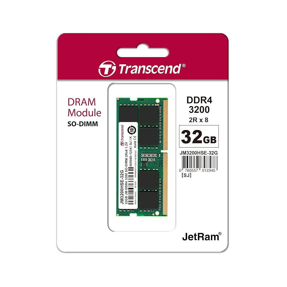 Transcend Laptop RAM DDR4 32GB 3200 - JM3200HSE-32G