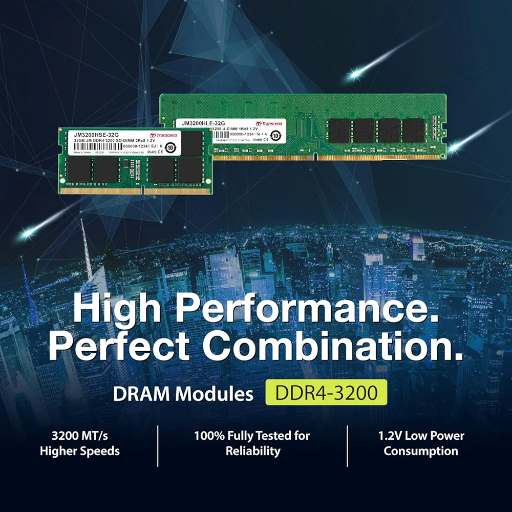 Transcend Laptop RAM DDR4 32GB 3200 - JM3200HSE-32G