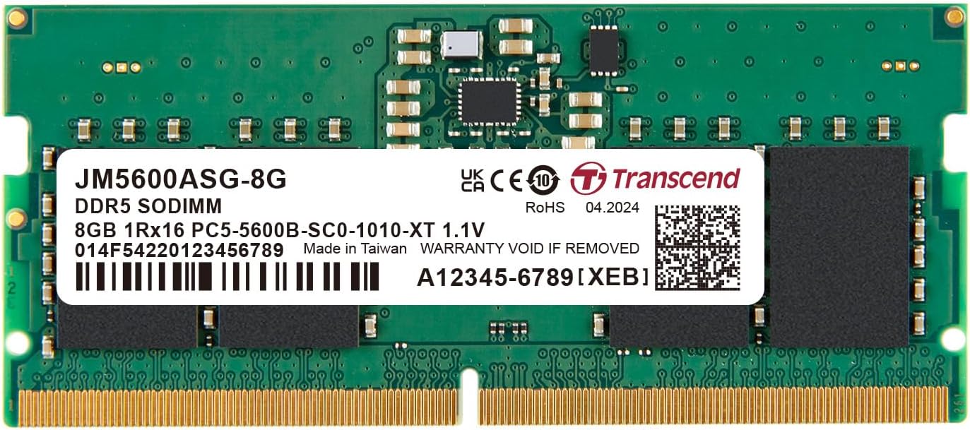 Transcend Laptop RAM DDR5 8GB 5600 - JM5600ASG-8G